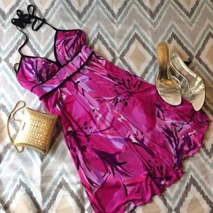 B Wear Byer Halter Dress Pink Purple Floral Small